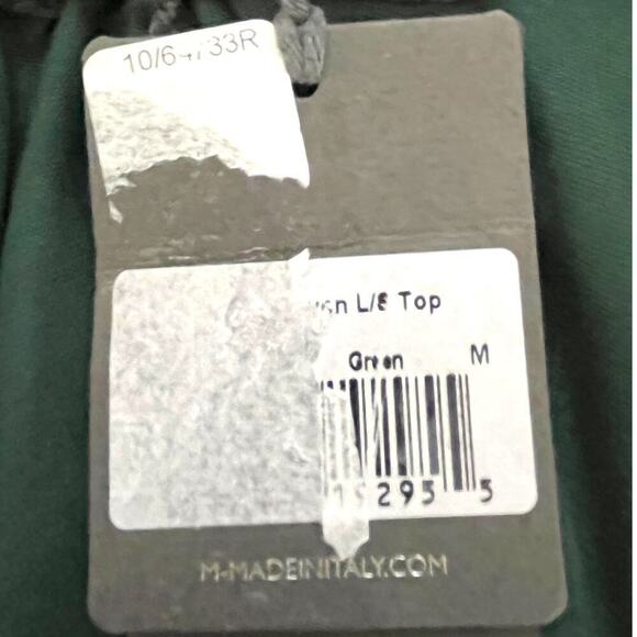 M Made in Italy Scoop Neck Tiered Sleeve Top Deep Green Women's Size Medium NWT - Picture 8 of 11